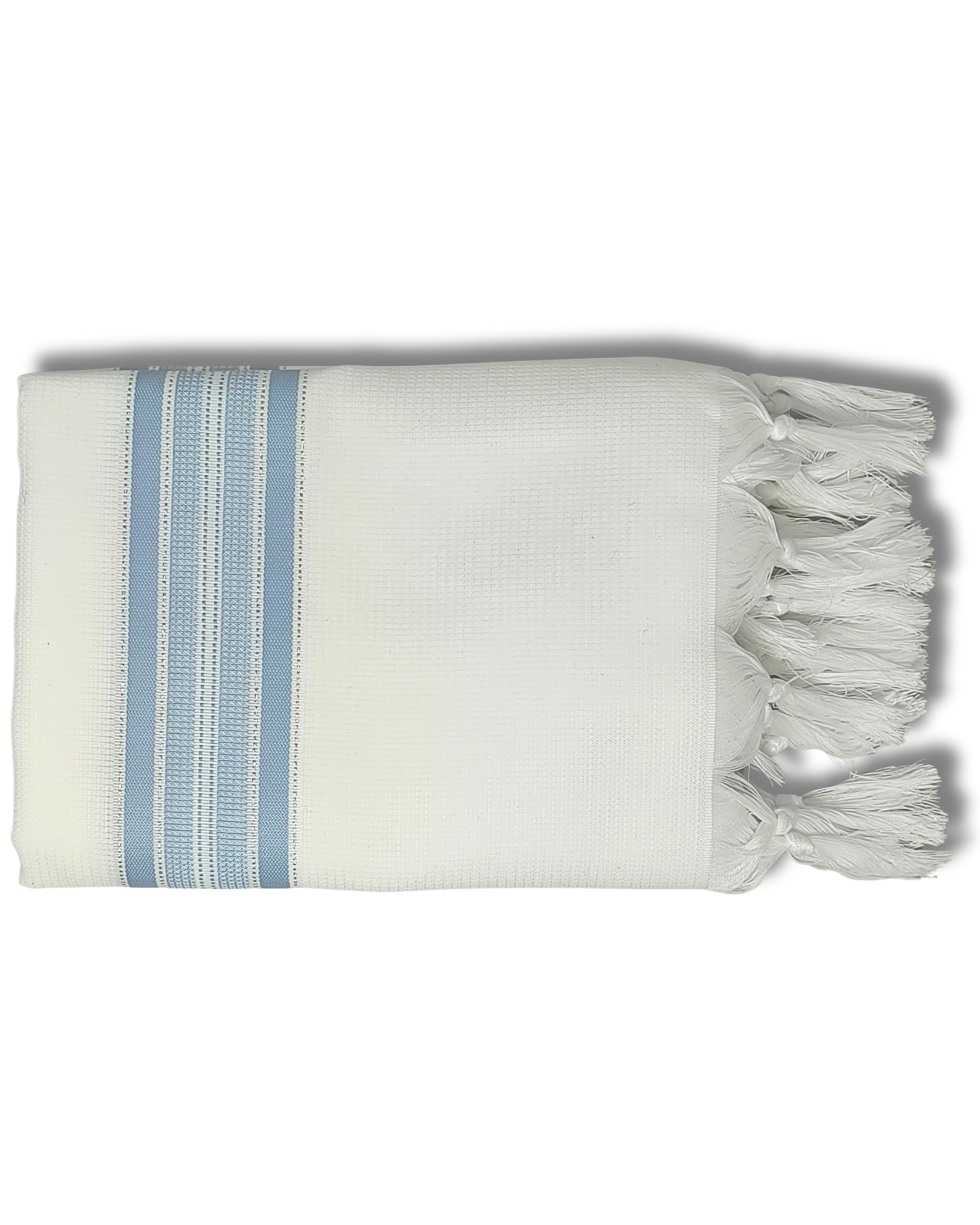 Talit Gadol Akrilan antideslizante talla 55 celeste con plata 12175