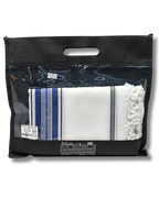 Talit Gadol Akrilan talla 60 azul con dorado TY 12334