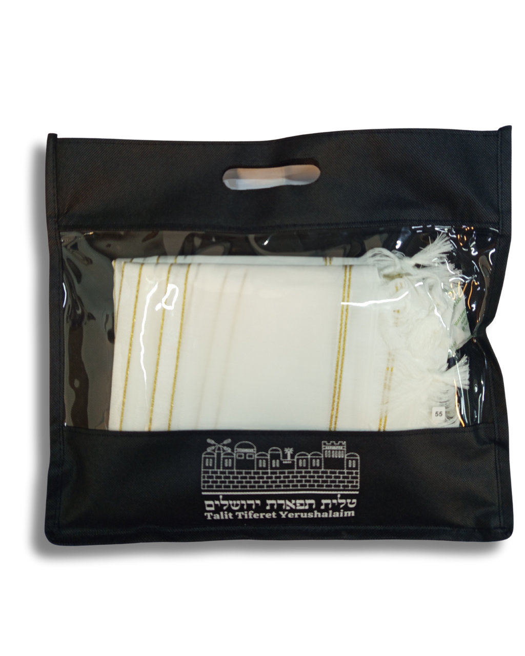 Talit gadol akrilan Blanco con Dorado