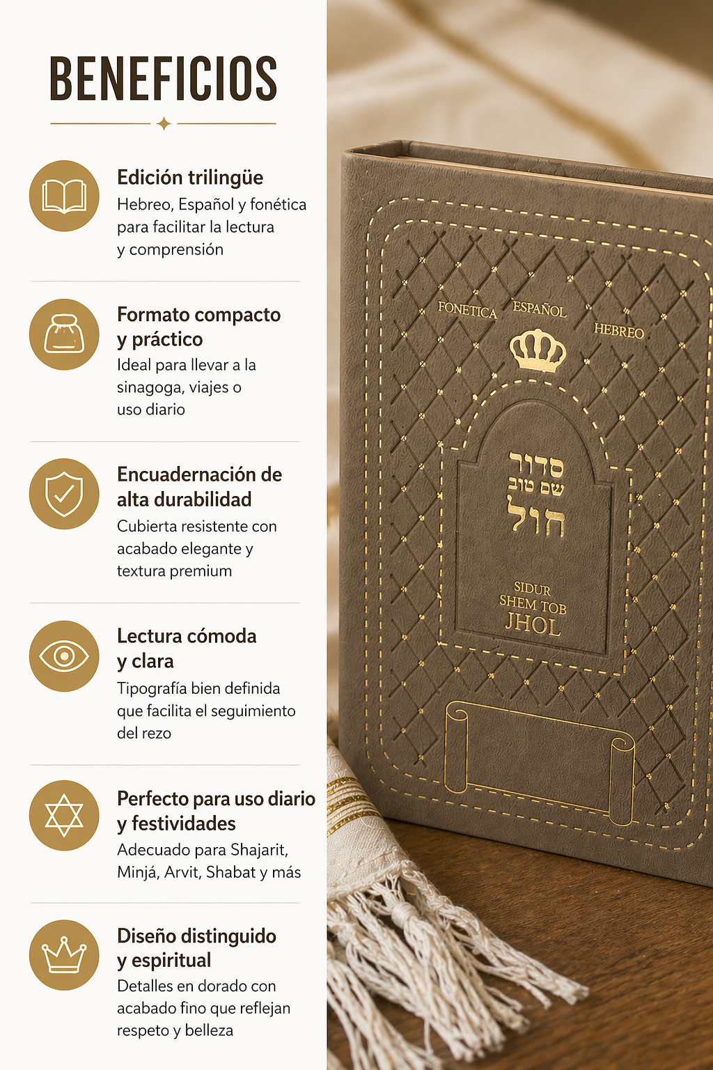 Sidur Shem Tov Jol hebreo español | Con fonética incluida | Libro de rezos diario completo