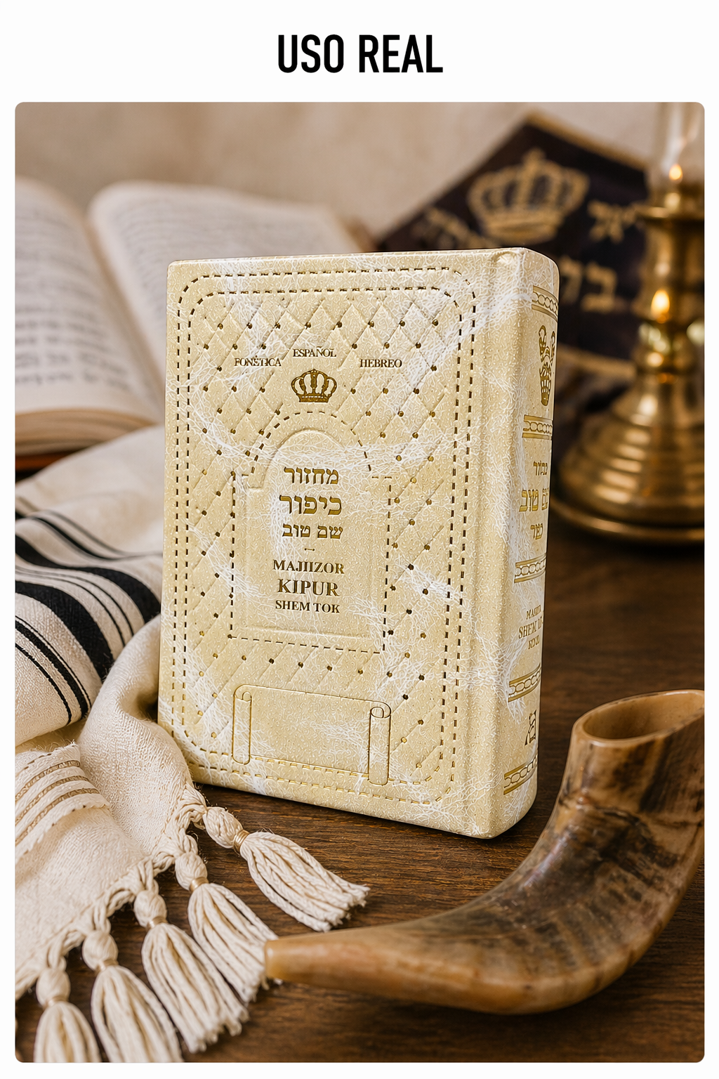 “Majzor de Yom Kipur bilingüe hebreo-español | Edición Shem Tov elegante tipo cuero | Ideal para sinagoga y regalo”