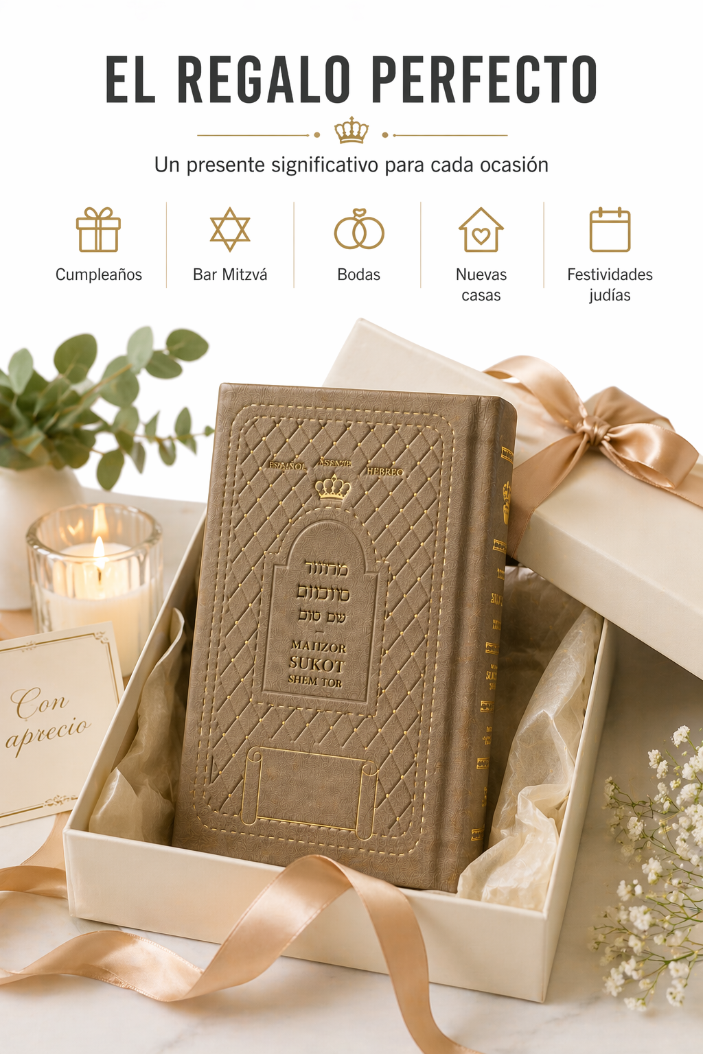 Majzor de Sucot hebreo-español Shem Tov | Edición premium tipo cuero