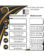 Talit gadol akrilan Negro con Plateado