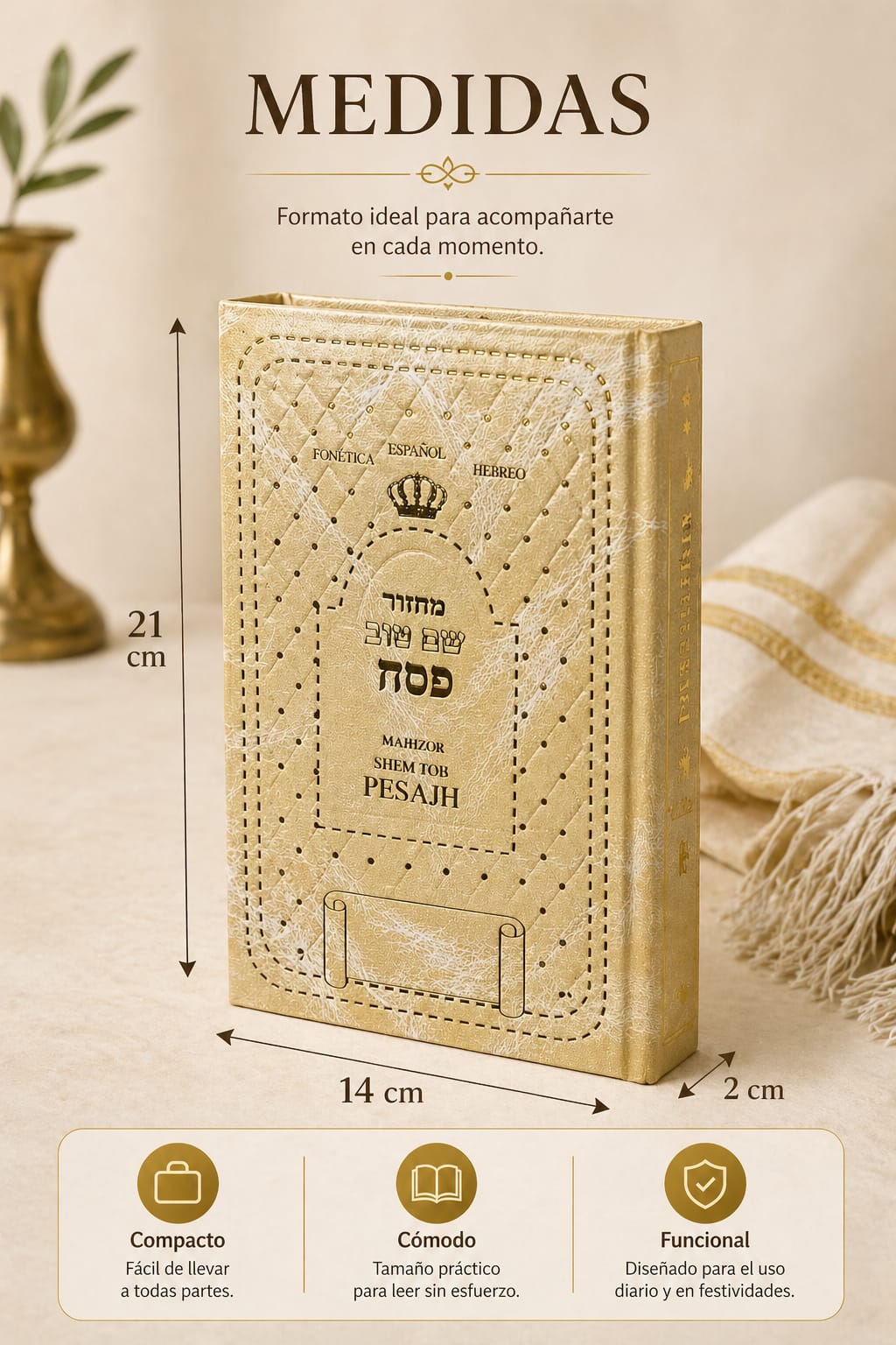 Majzor Pesaj Shem Tob hebreo español | Libro de rezos completo para Pésaj | Edición elegante tipo cuero