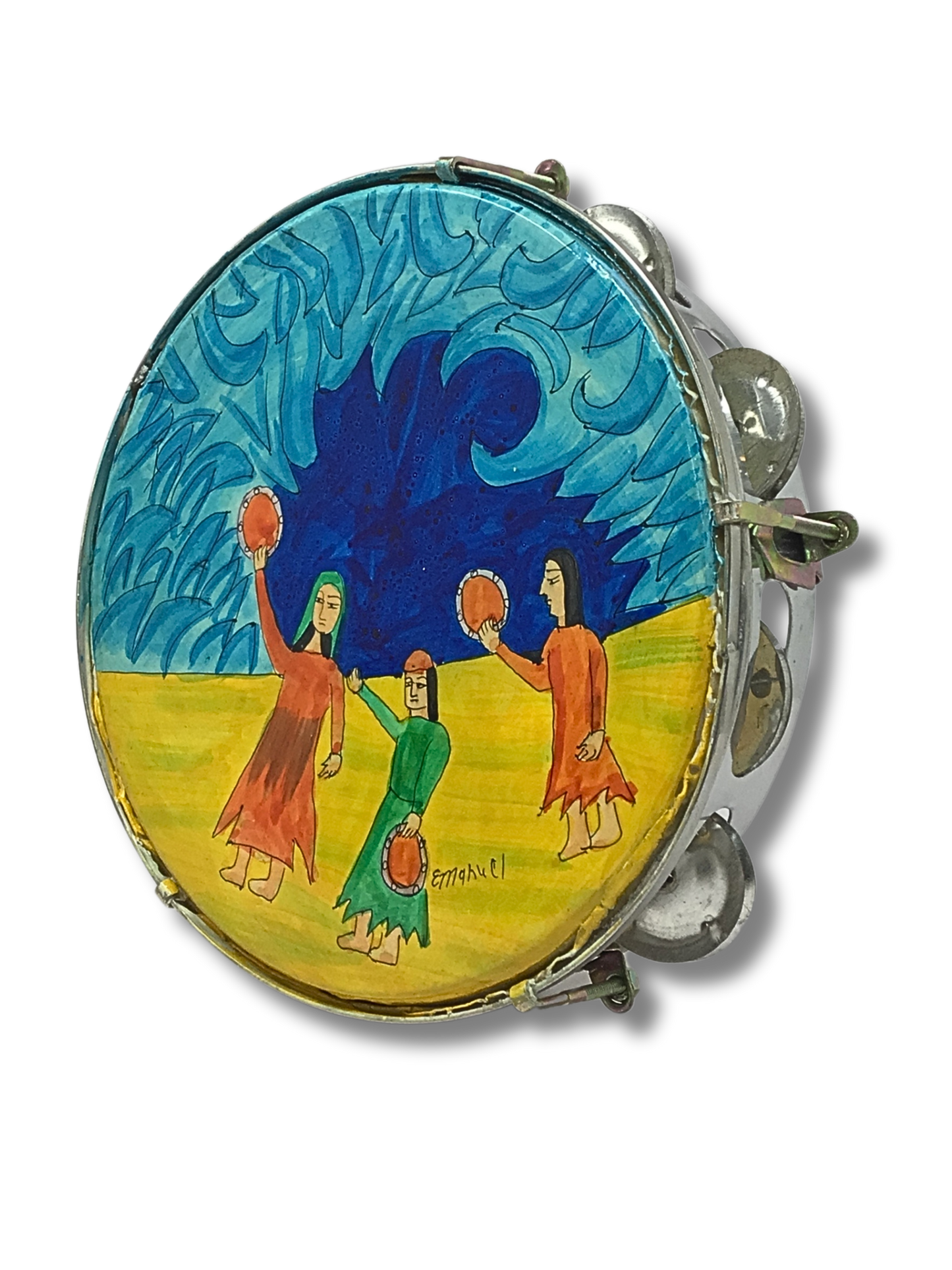 Miriam TM4 Genuine Leather Hand-Painted Artist Tambourine