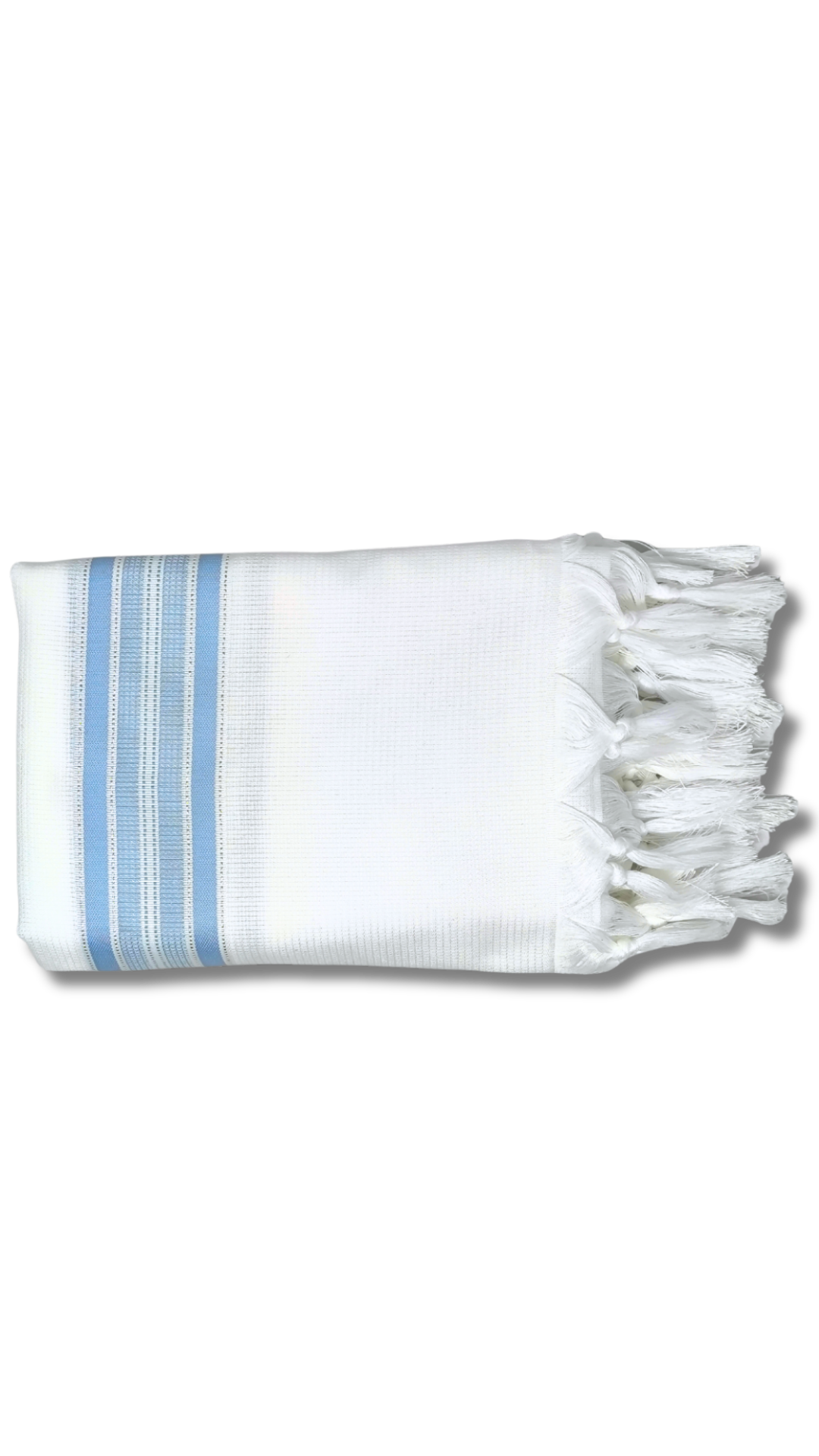 Tallit Gadol Akrilan non-slip size 55 light blue with silver 12175