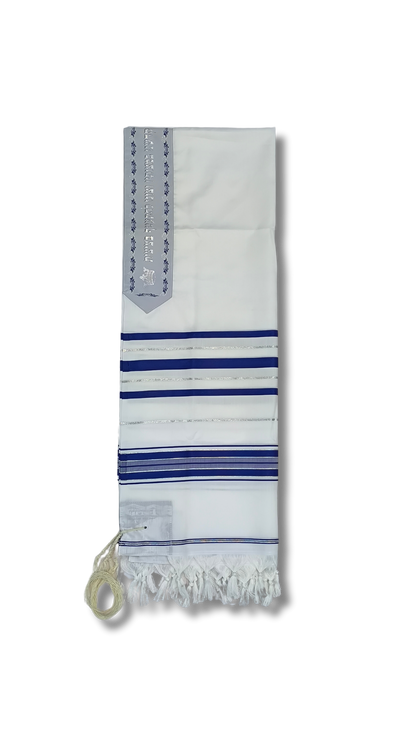 Talit Gadol Akrilan size 60 blue with silver TY 12322