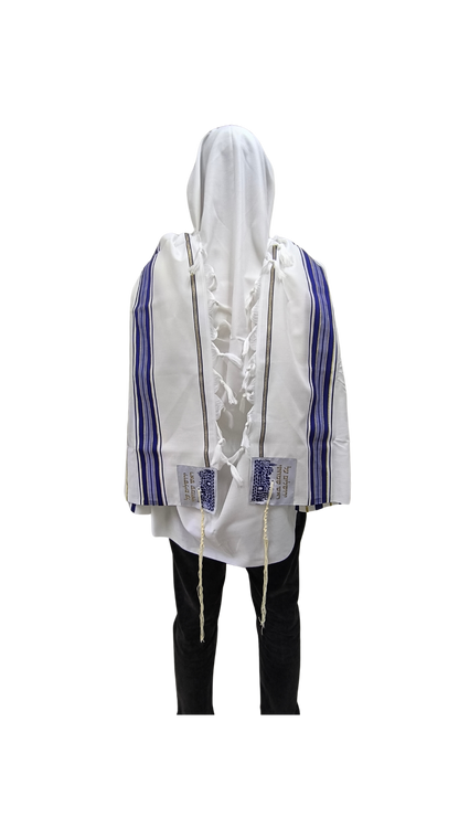 Talit Gadol Akrilan size 55 blue with gold TY 12333