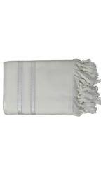 Tallit Gadol Cotton Size 55 White / Silver Stripes Non-Slip TY 11471