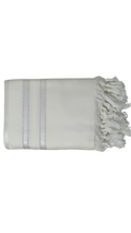 Talit Gadol Algodón Talla 60 Blanco / Franjas plata Antideslizante TY