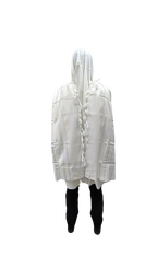 Talit Gadol Algodón Talla 60 Blanco / Franjas plata Antideslizante TY