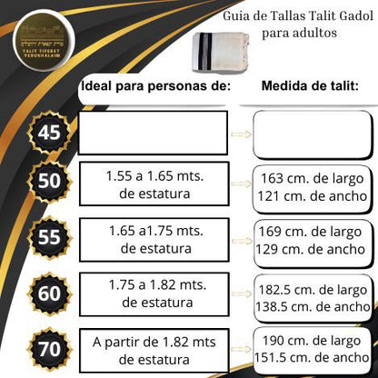 Talit Gadol Akrilan antideslizante talla 55 azul con dorado 12173