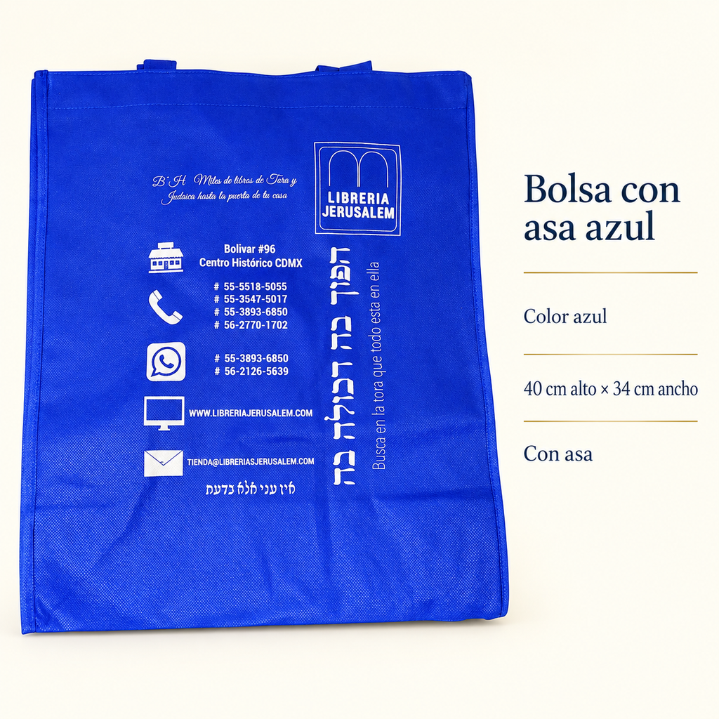 Ficha visual: Bolsa con asa color azul.