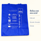 Ficha visual: Bolsa con asa color azul.