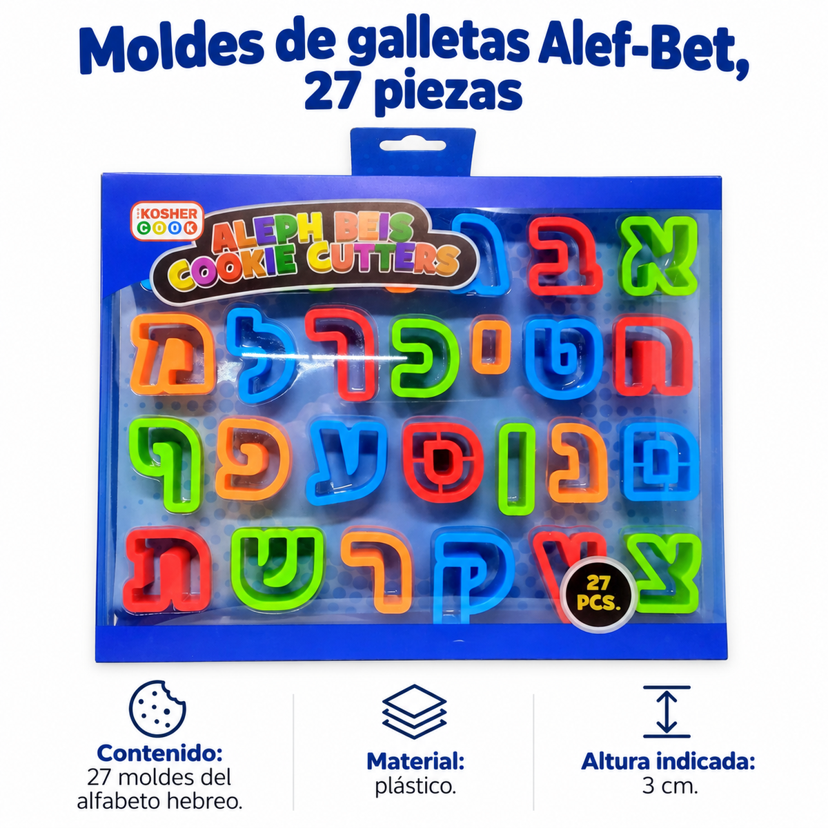 Moldes de galletas Alef-Bet, 27 piezas; ficha de características