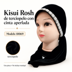 Kisui Rosh de terciopelo con cinta aperlada, modelo 10069; ficha visual con características del producto