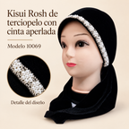 Kisui Rosh de terciopelo con cinta aperlada, modelo 10069; presentación del producto sobre fondo neutro
