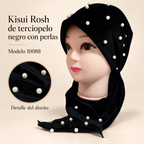 Kisui Rosh de terciopelo negro con perlas, modelo 10088; presentación del producto sobre fondo neutro