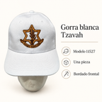 Gorra blanca Tzavah, modelo 11527; ficha visual con características del producto