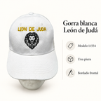 Gorra blanca León de Judá, modelo 11554; ficha visual con características del producto