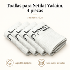 Toallas para Netilat Yadaim, 4 piezas, modelo 11621; ficha visual con características del producto
