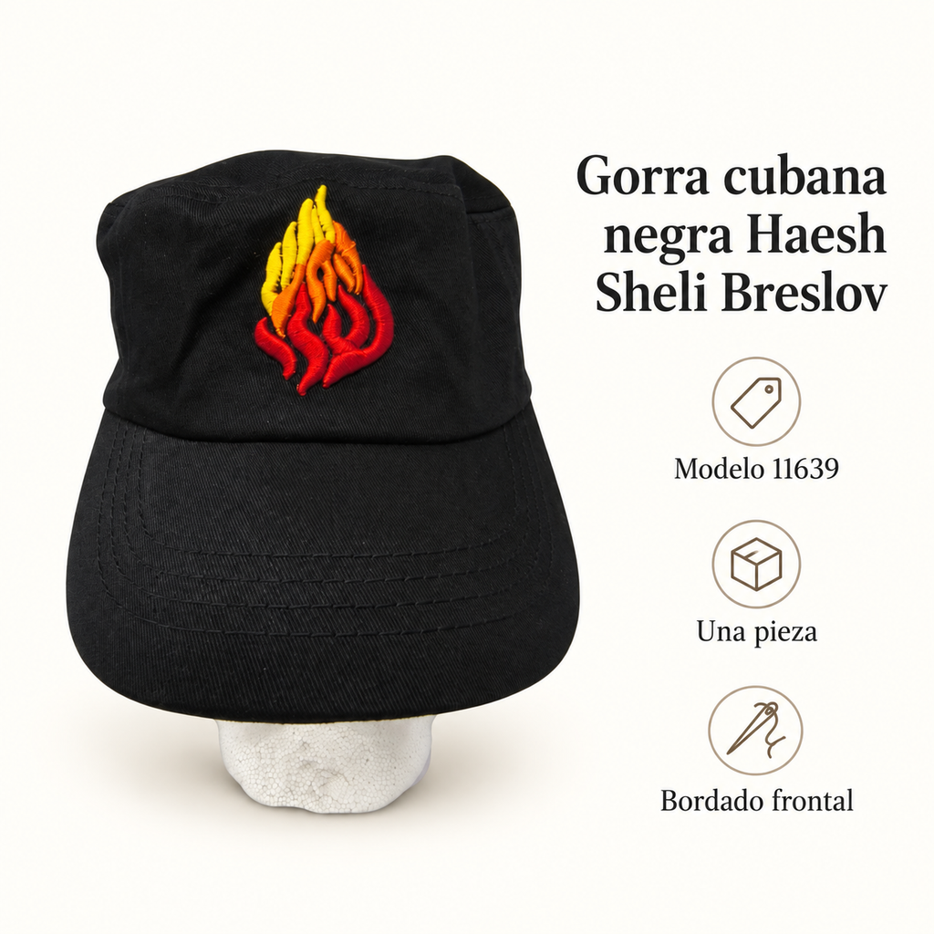 Gorra cubana negra Haesh Sheli Breslov, modelo 11639; ficha visual con características del producto