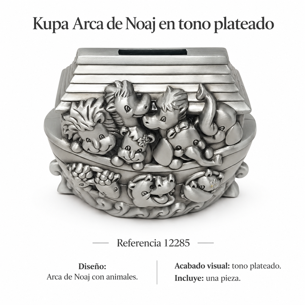 Kupa Arca de Noaj en tono plateado, referencia 12285; ficha con detalles del producto