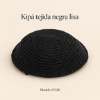 Kipá tejida negra lisa, modelo 15328; presentación del diseño