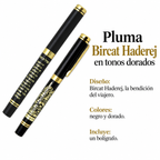 Pluma Bircat Haderej en tonos dorados; ficha de características