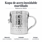 Kupa de acero inoxidable martillado, referencia 58324; ficha con detalles del producto