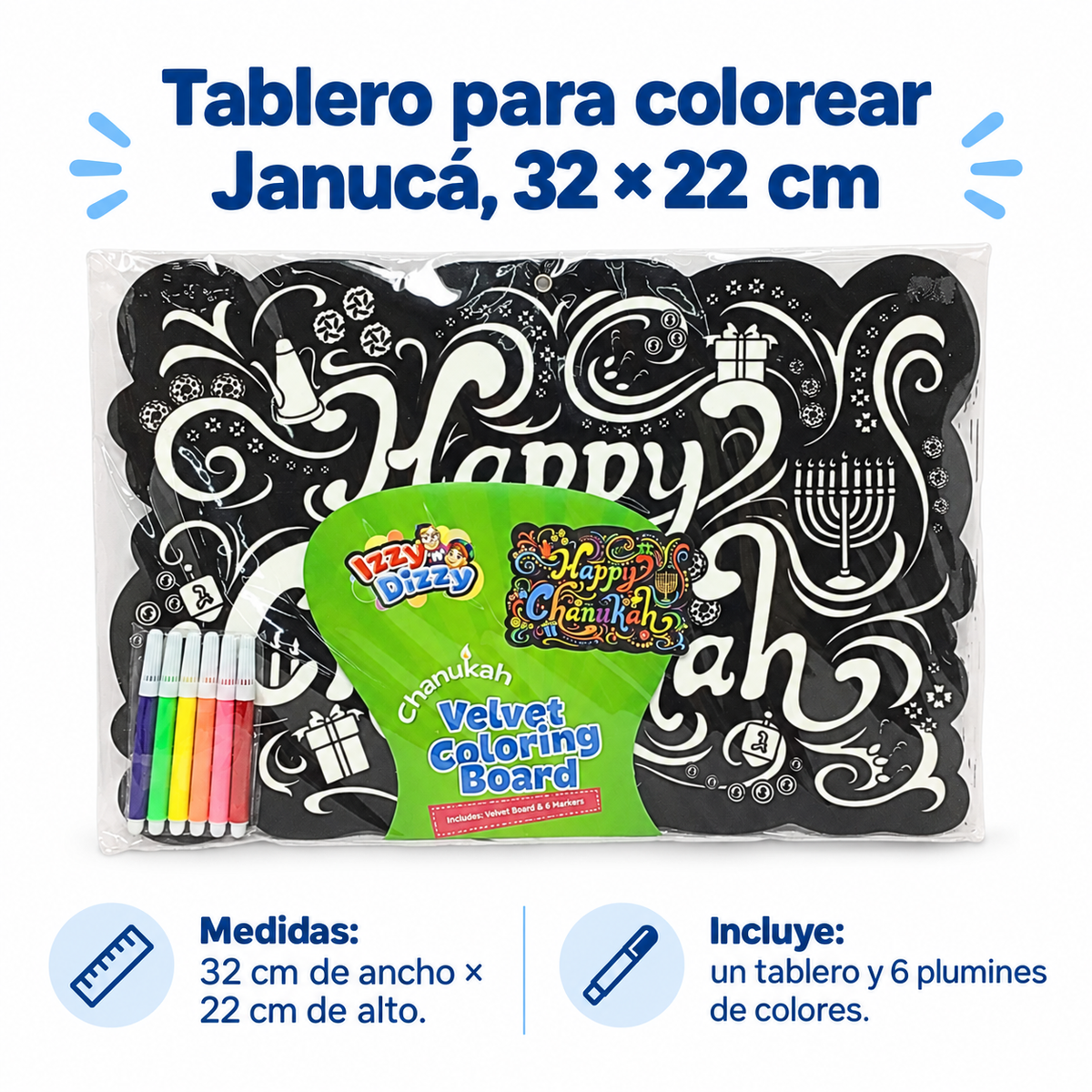 Tablero para colorear Janucá, 32 × 22 cm; ficha de características