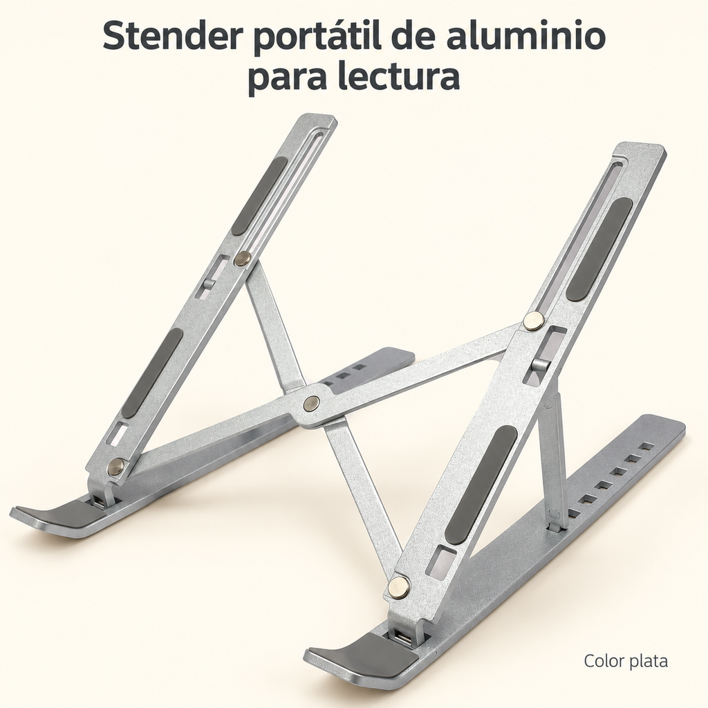Stender portátil de aluminio para lectura; presentación del producto