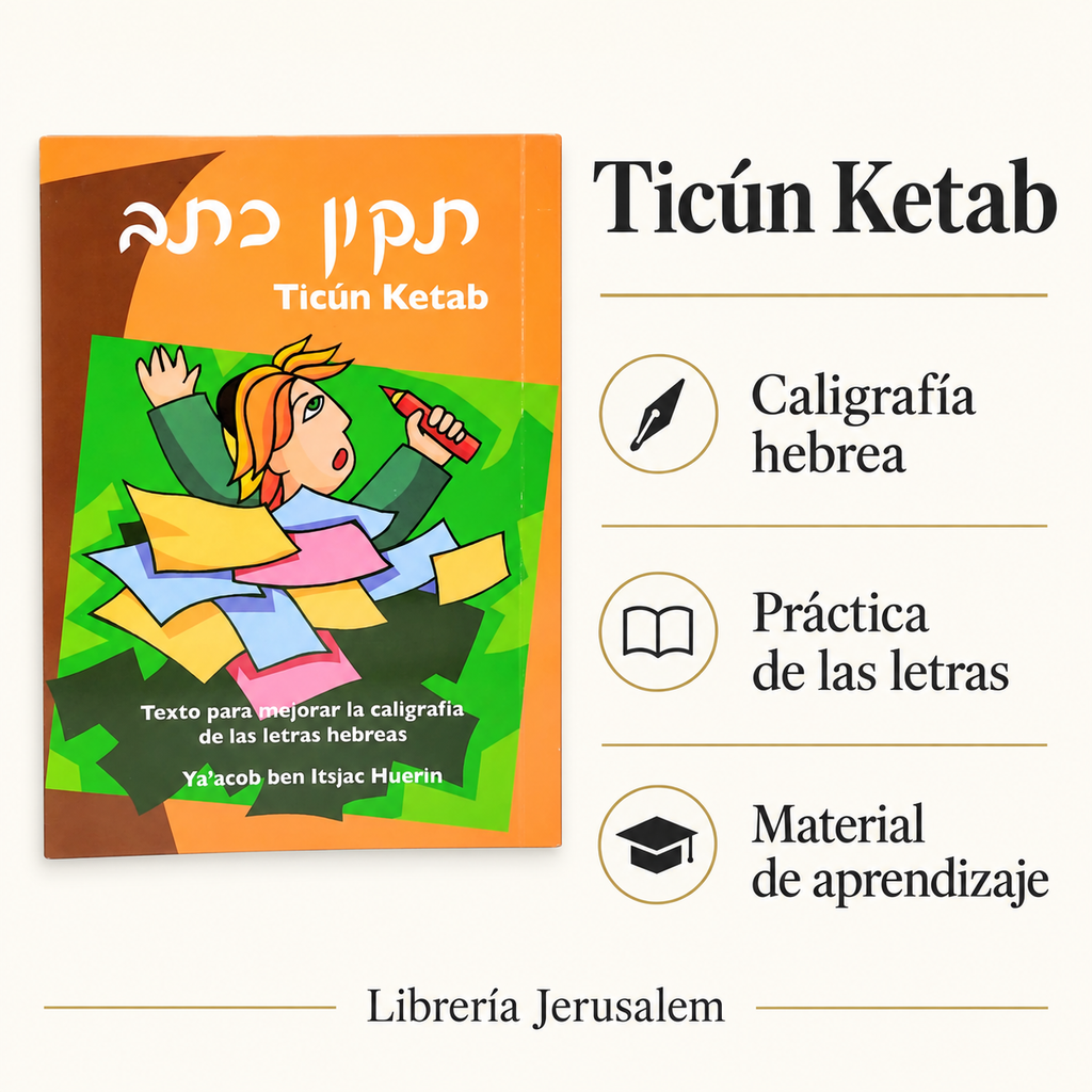 Ficha visual de Ticún Ketab — caligrafía de las letras hebreas.