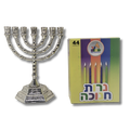 Juego Menora 12 Tribus plateado mate 13 cm con Velitas