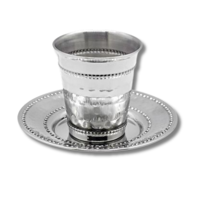 Copa de acero inoxidable de 88 ml con plato decorado, modelo 12470