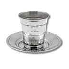 Copa de acero inoxidable de 88 ml con plato decorado, modelo 12470