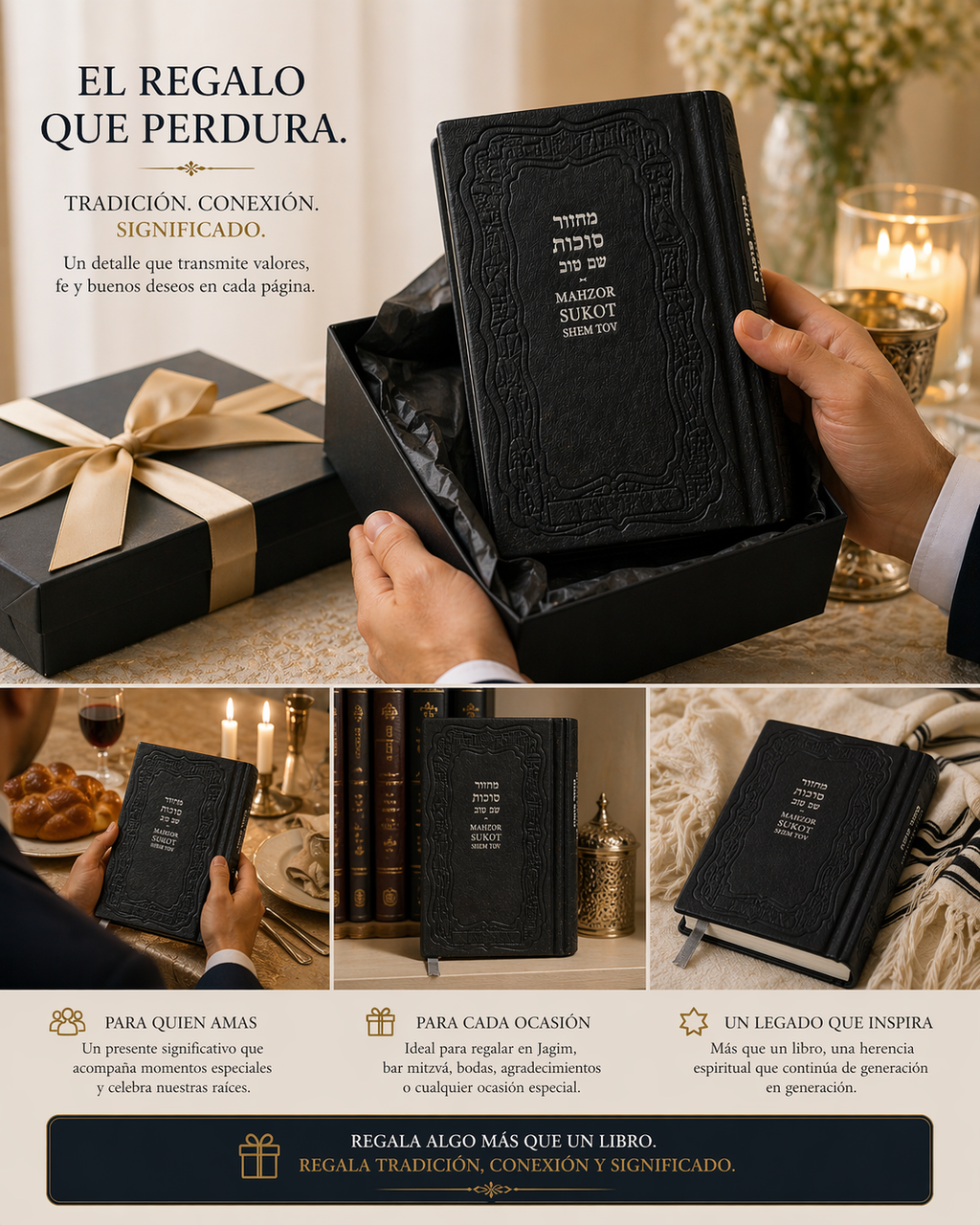 Majzor Sucot Shem Tov hebreo español | Libro de rezos completo | Edición elegante tipo cuero