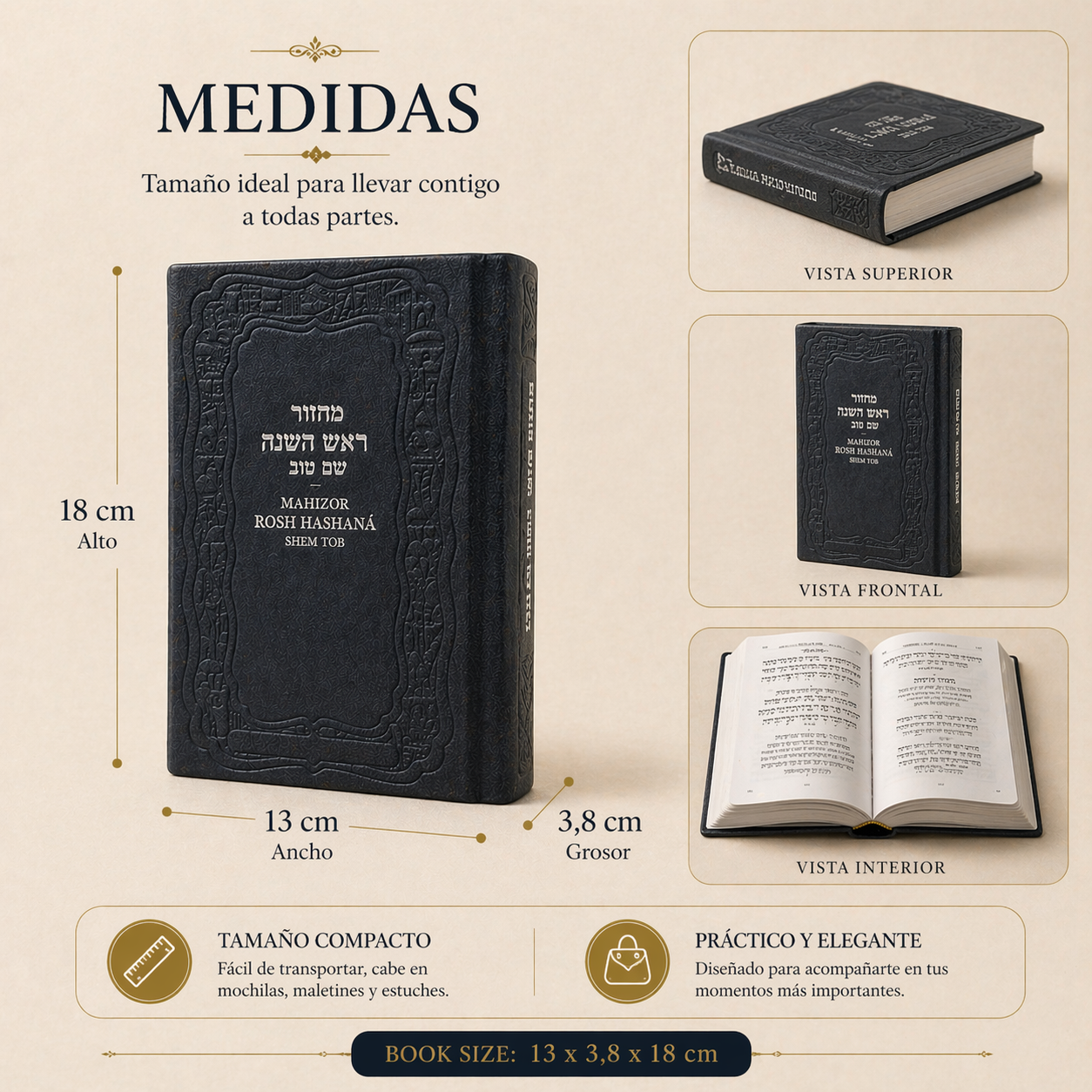 Majzor Rosh Hashaná Shem Tov Elegante | Edición premium | Rezos completos