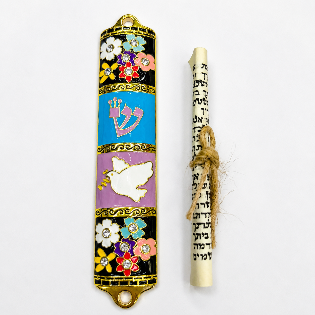 Mezuzá decorativa diseño paloma 10 cm | Estuche elegante para puerta | Protección espiritual y regalo”