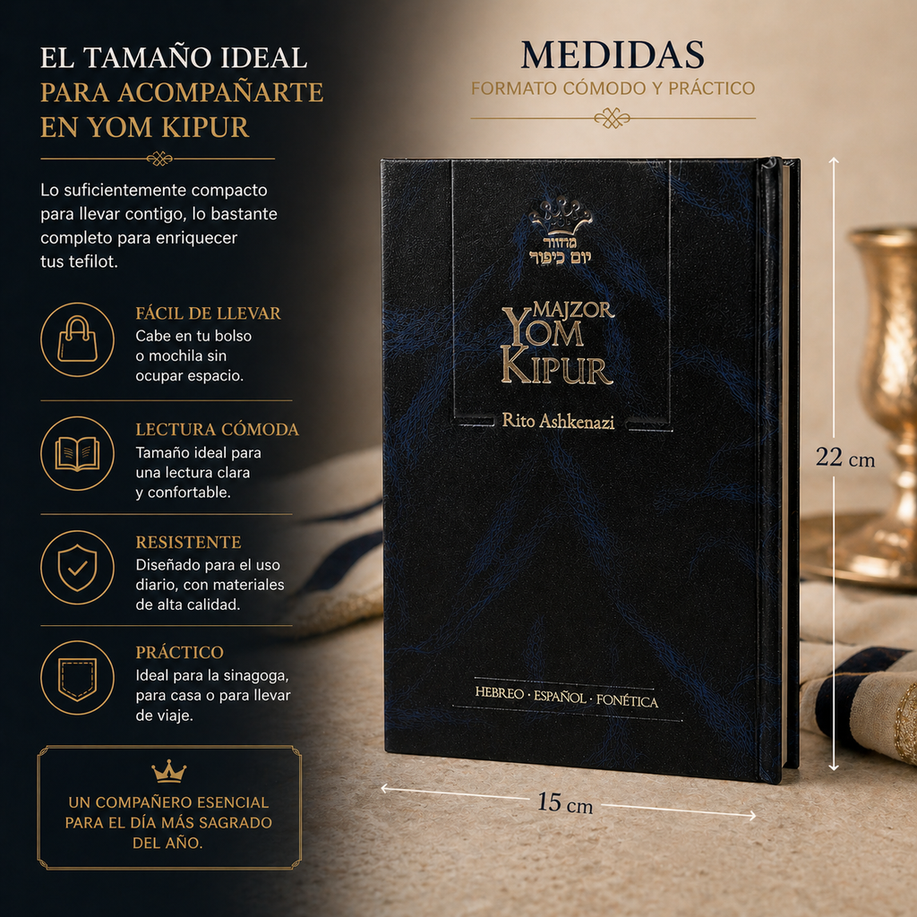 Majzor de Yom Kipur ashkenazí hebreo español con fonética | Nusaj Ashkenaz completo | Ideal para Altas Fiestas
