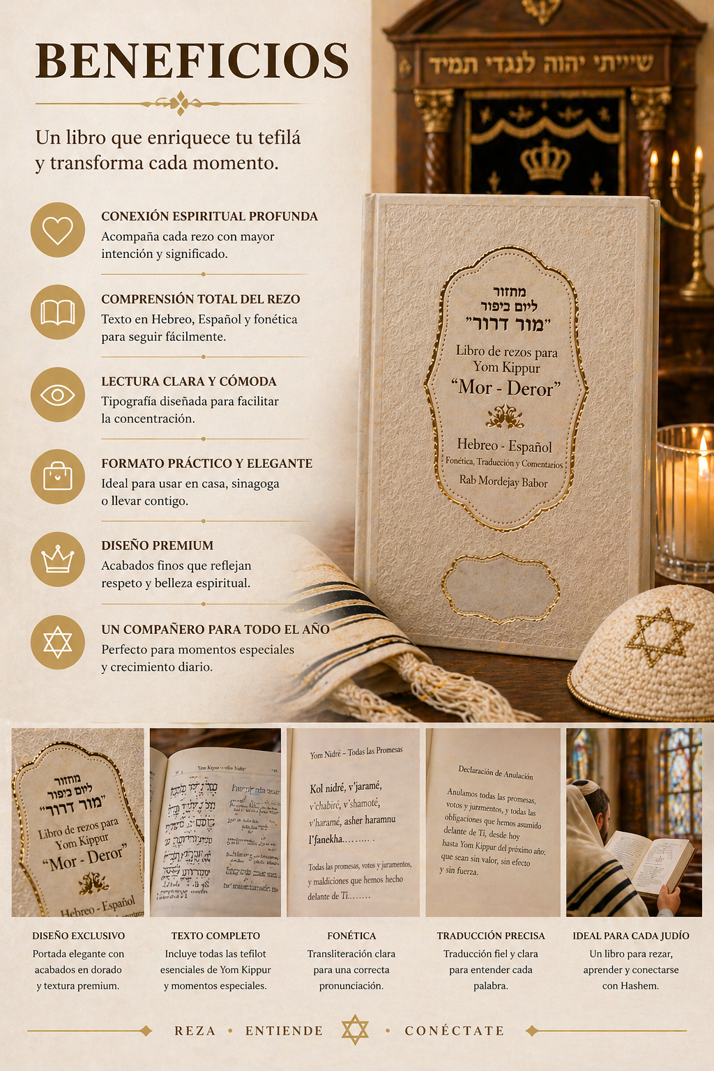Majzor de Yom Kipur hebreo español con fonética | Edición Mor-Deror | Ideal para sinagoga y festividades