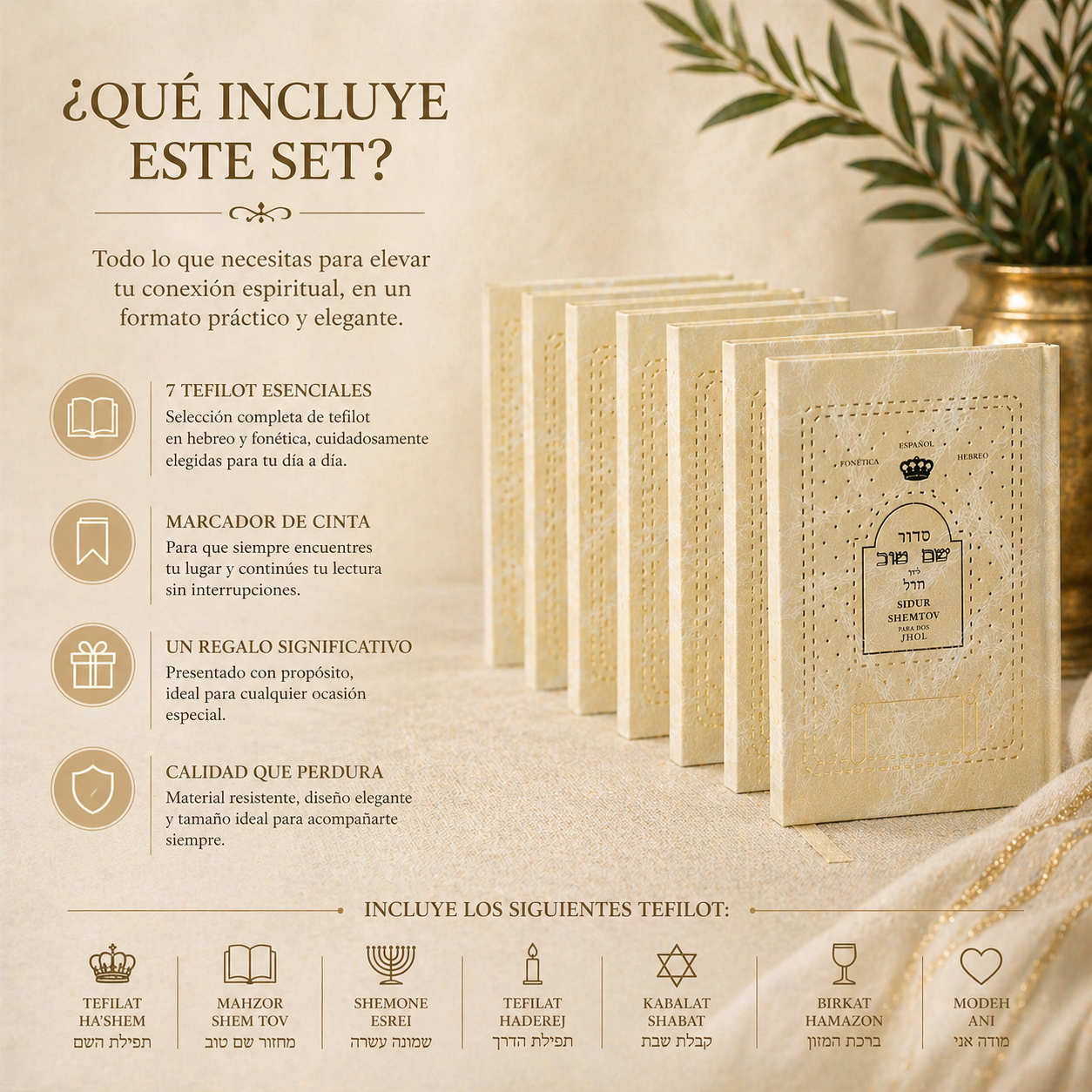 Set Majzorim Shem Tov 7 tomos hebreo, español con fonética