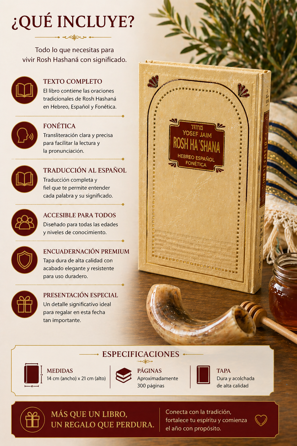 Majzor de Rosh Hashaná hebreo español con fonética completa | Yosef Jaim | Edición elegante para sinagoga y festividades