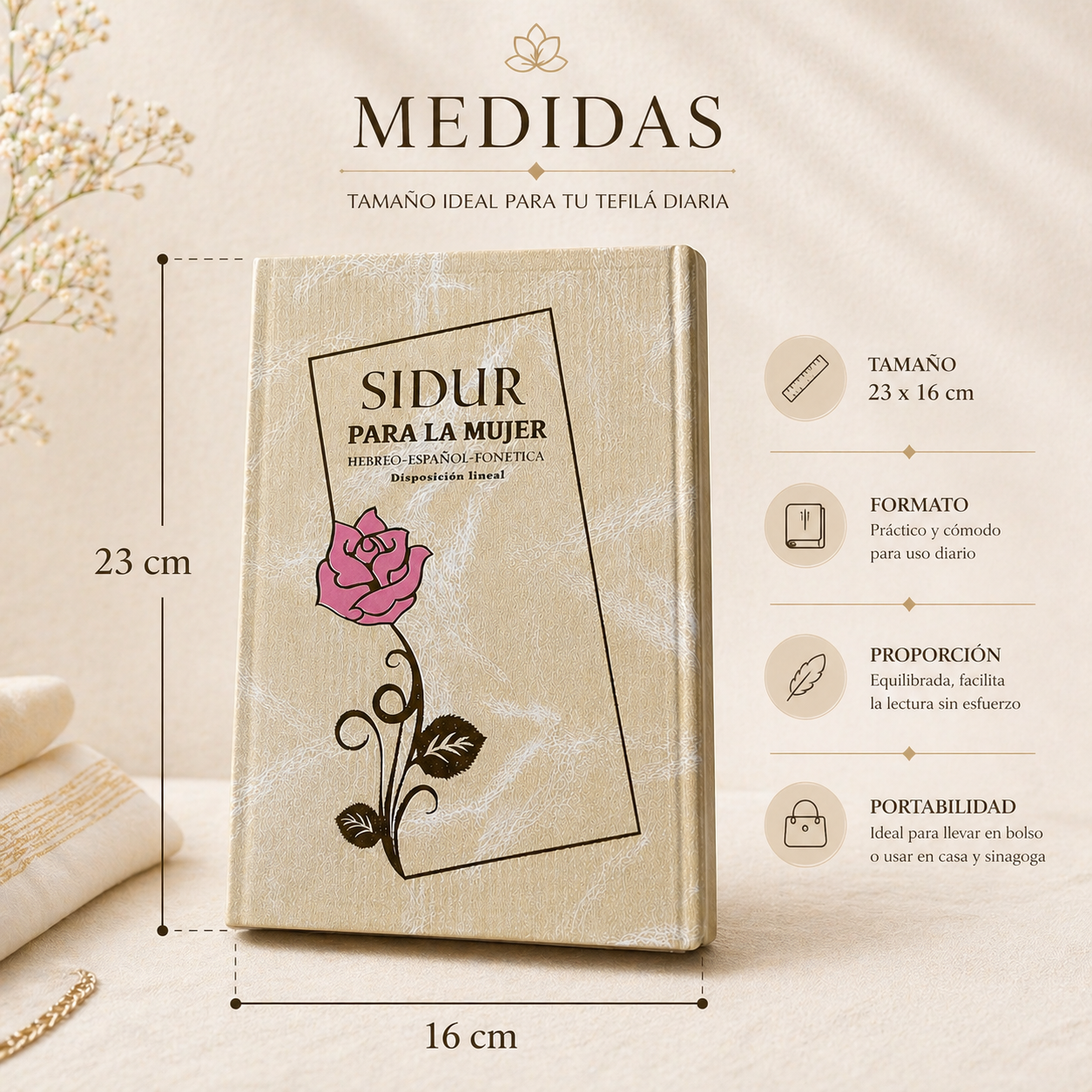 Sidur para la mujer hebreo español interlineal con fonética | Lectura fácil palabra por palabra | Ideal para rezar diario