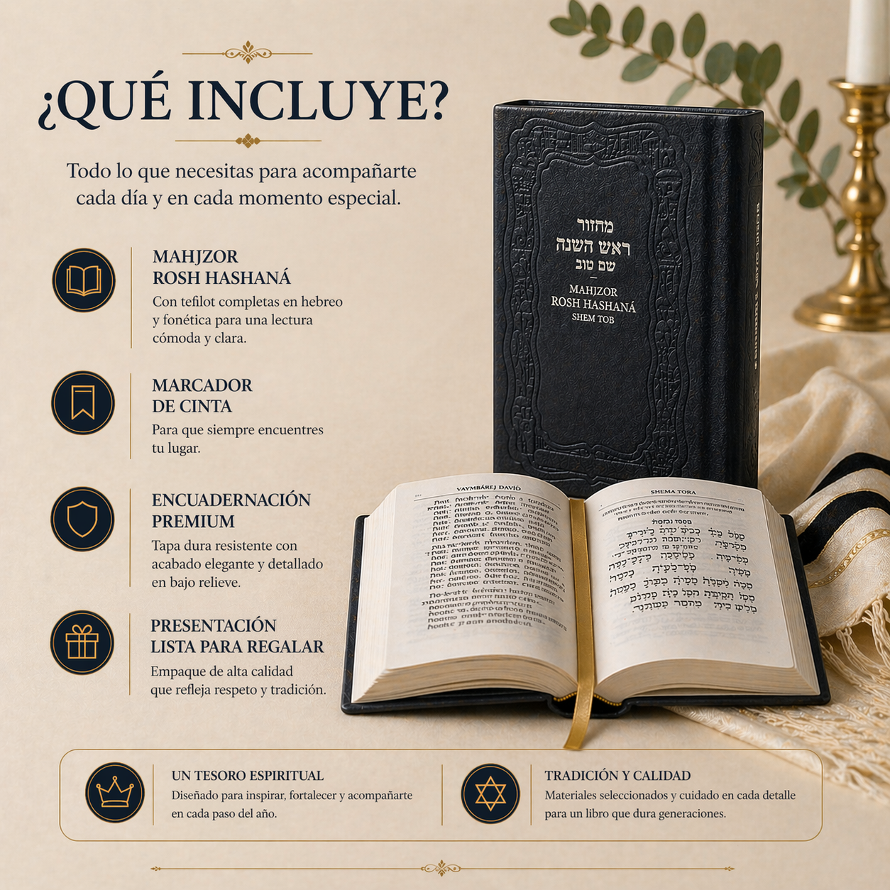 Majzor Rosh Hashaná Shem Tov Elegante | Edición premium | Rezos completos