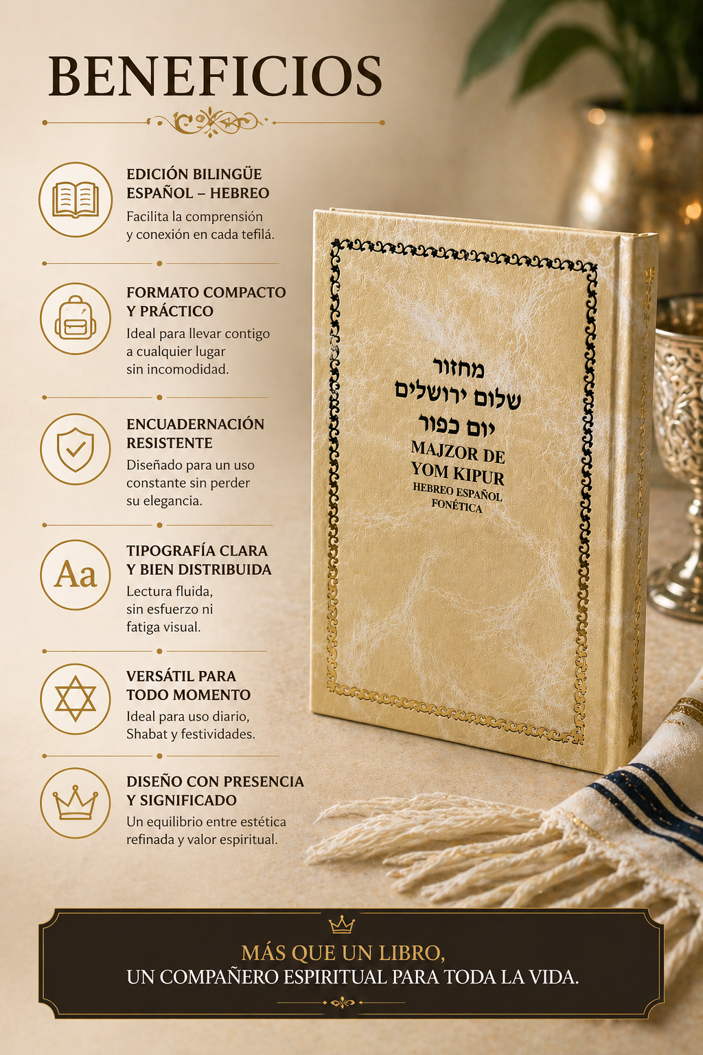 Majzor de Yom Kipur hebreo español con fonética | Shalom Yerushalayim Yosef Jaim | Rezos completos para sinagoga