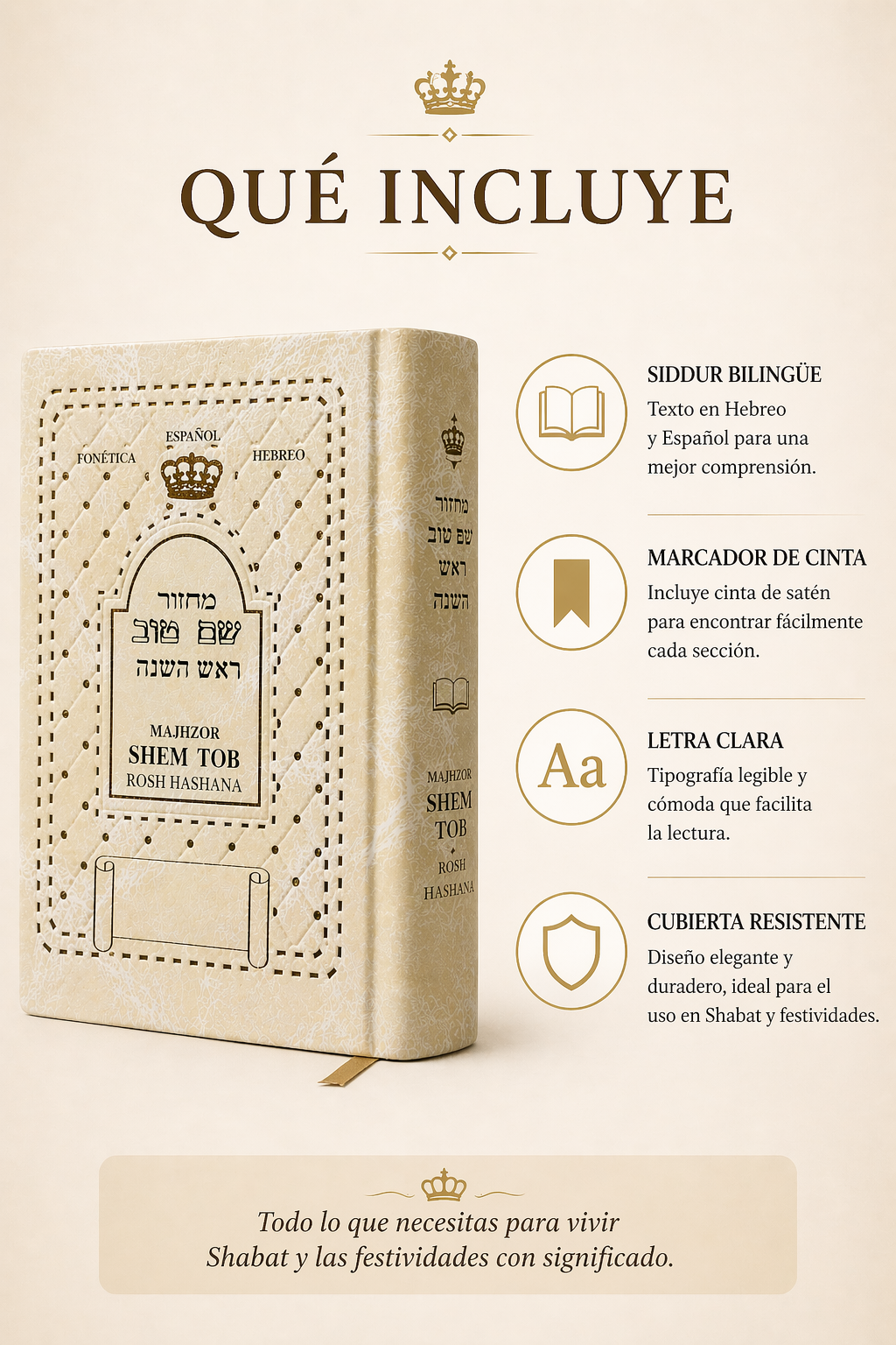 Majzor Rosh Hashaná hebreo-español | Edición premium Shem Tov | Regalo ideal para Altas Fiestas