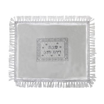 Mantel cubre jalá de satín blanco bordado rectangular 61152