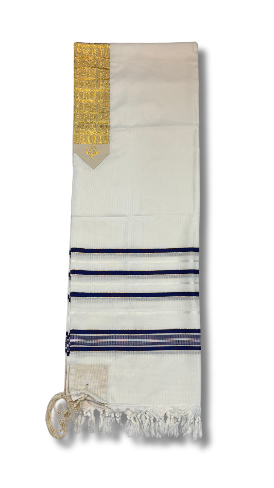 Talit Gadol Akrilan antideslizante talla 55 azul con dorado 12173