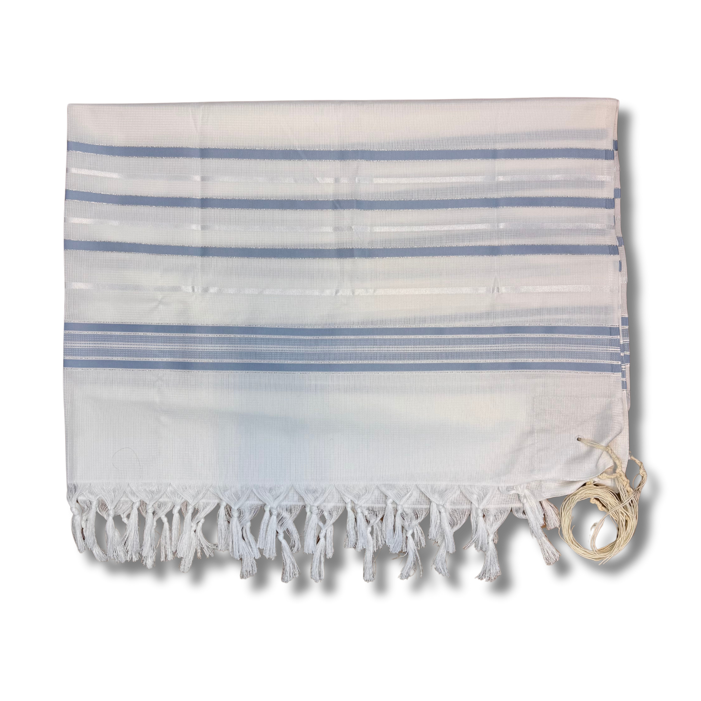 Tallit Gadol Akrilan non-slip size 55 light blue with silver 12175